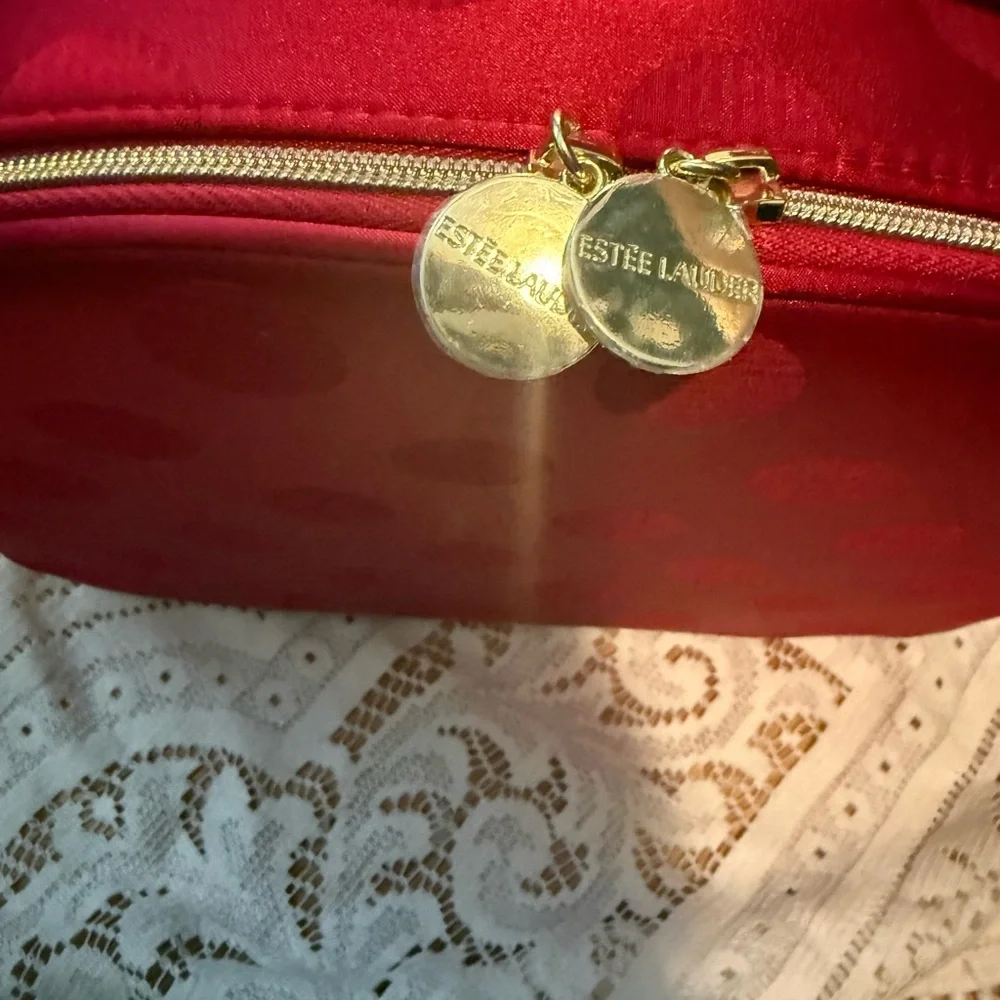 Estee Lauder Red Polka Dot Makeup Train Case - Picture 2 of 7